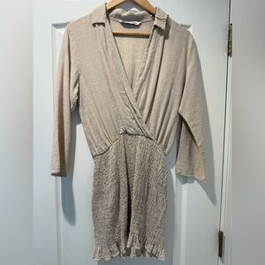 Zara Neutral Beige Wrap Jumpsuit